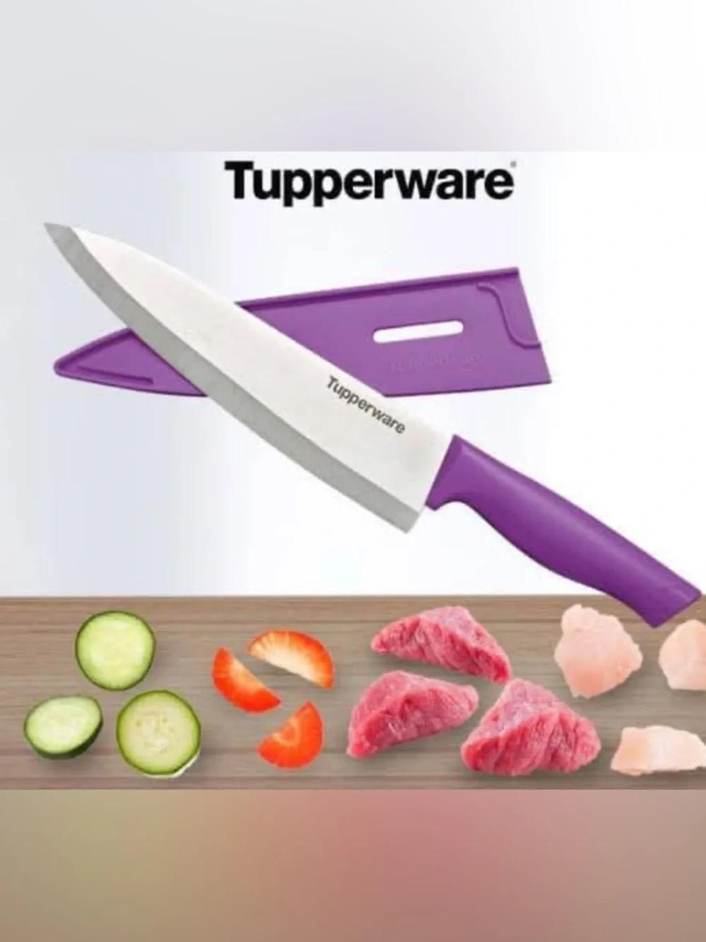 Tupperware Purple Chef Knife with Matching Sheath